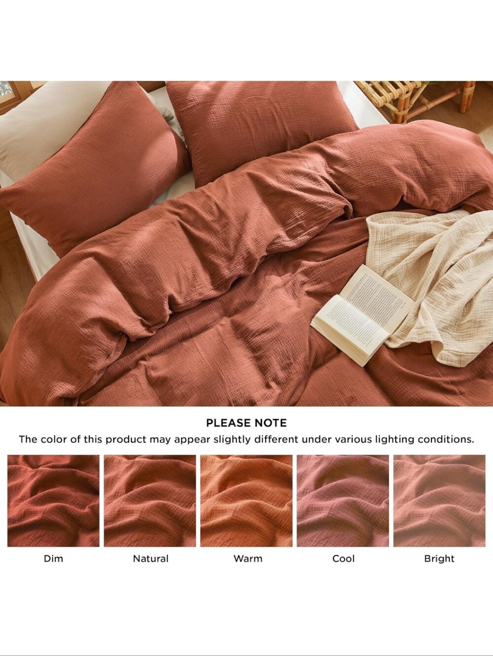 Bedsure 100% Muslin Cotton Duvet Cover King Size - Ultra-Soft Gauze Duvet Cover - Picture 4 of 8